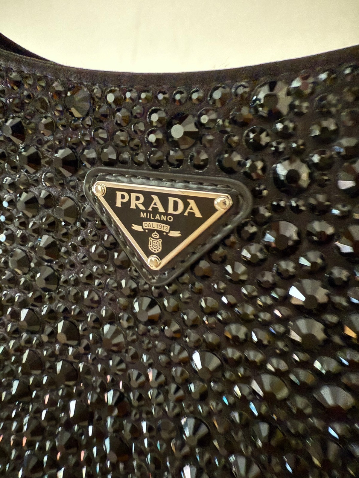 Prada Cleo Satin Bag with Crystals Metal Silver NEW NWT Authentic w/ Box & Dust