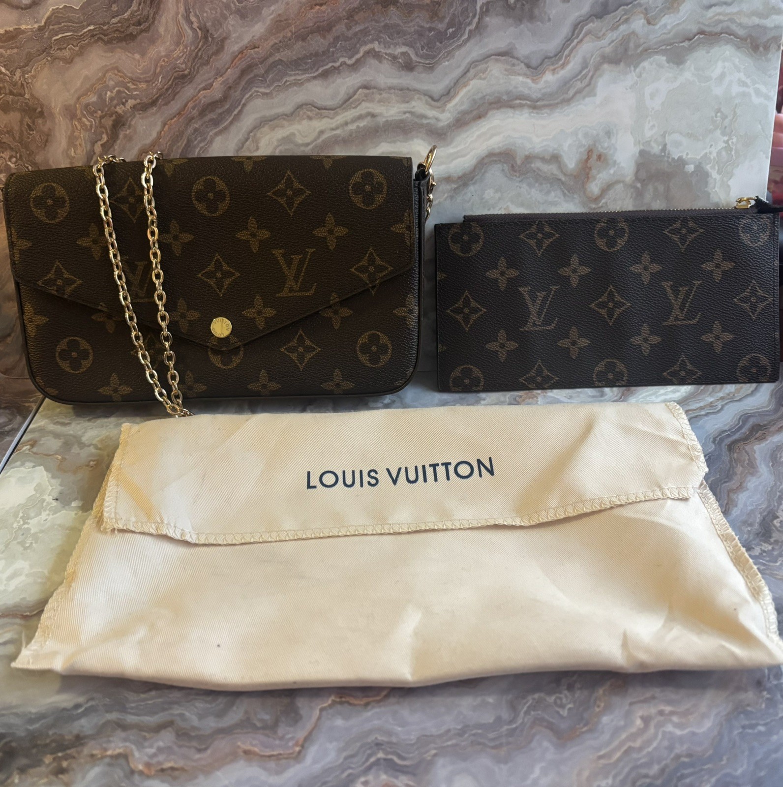 Louis Vuitton Felicie Pochette Brown Monogram Canvas Shoulder Bag