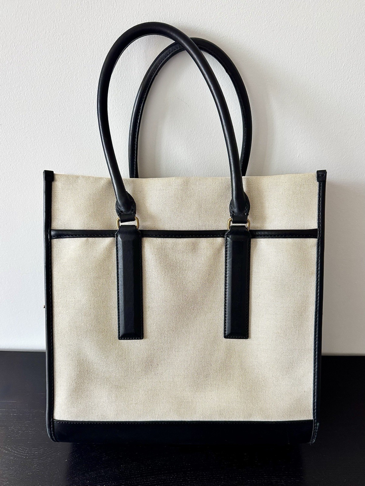 Coach Leather And Canvas Tote Bag | Brown, Black & Ivory | Med/Large Size