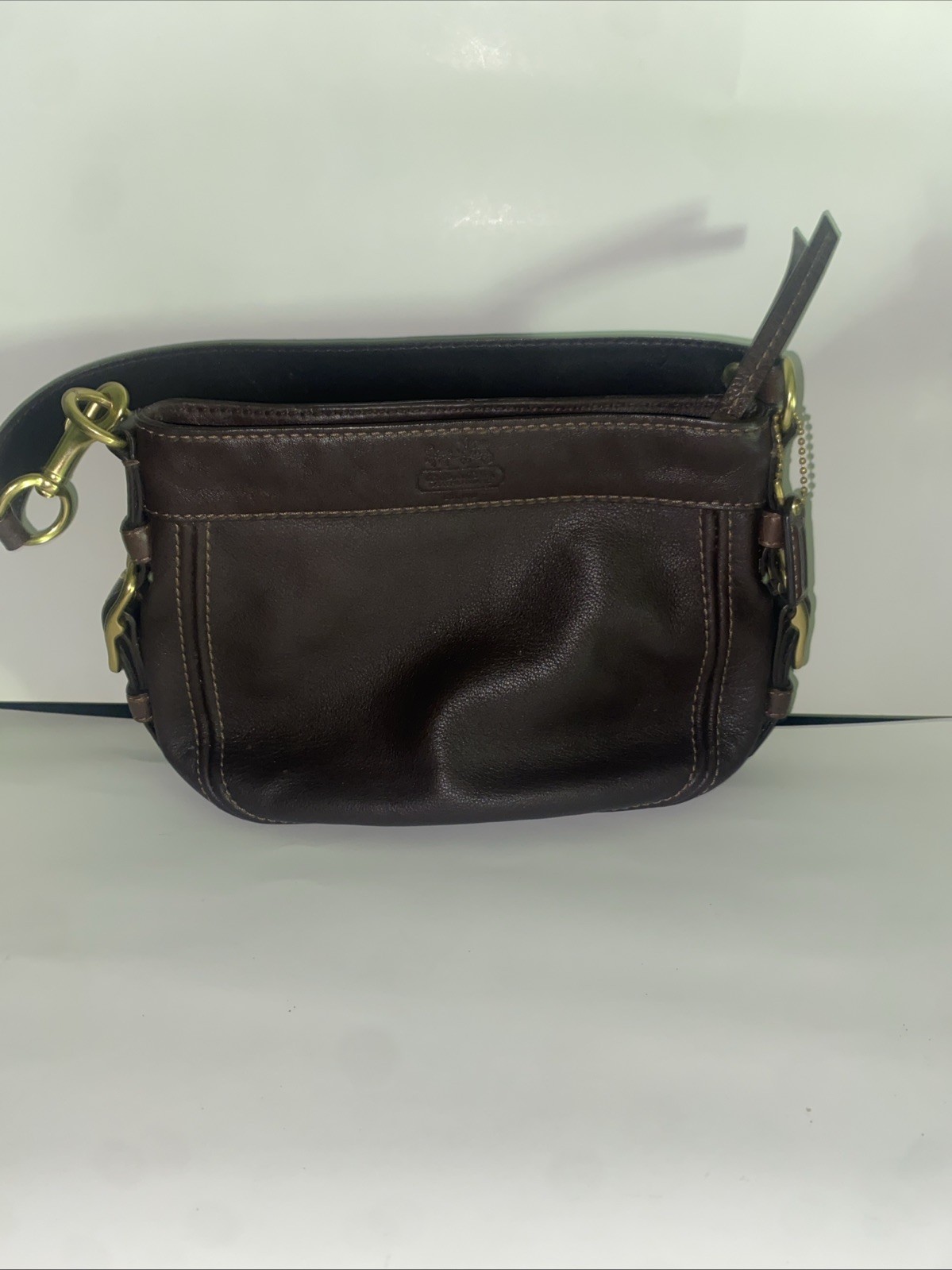 Vintage Y2K Coach Zoe Mini Hobo Bag Brown Leather Gold Shoulder Purse 41864