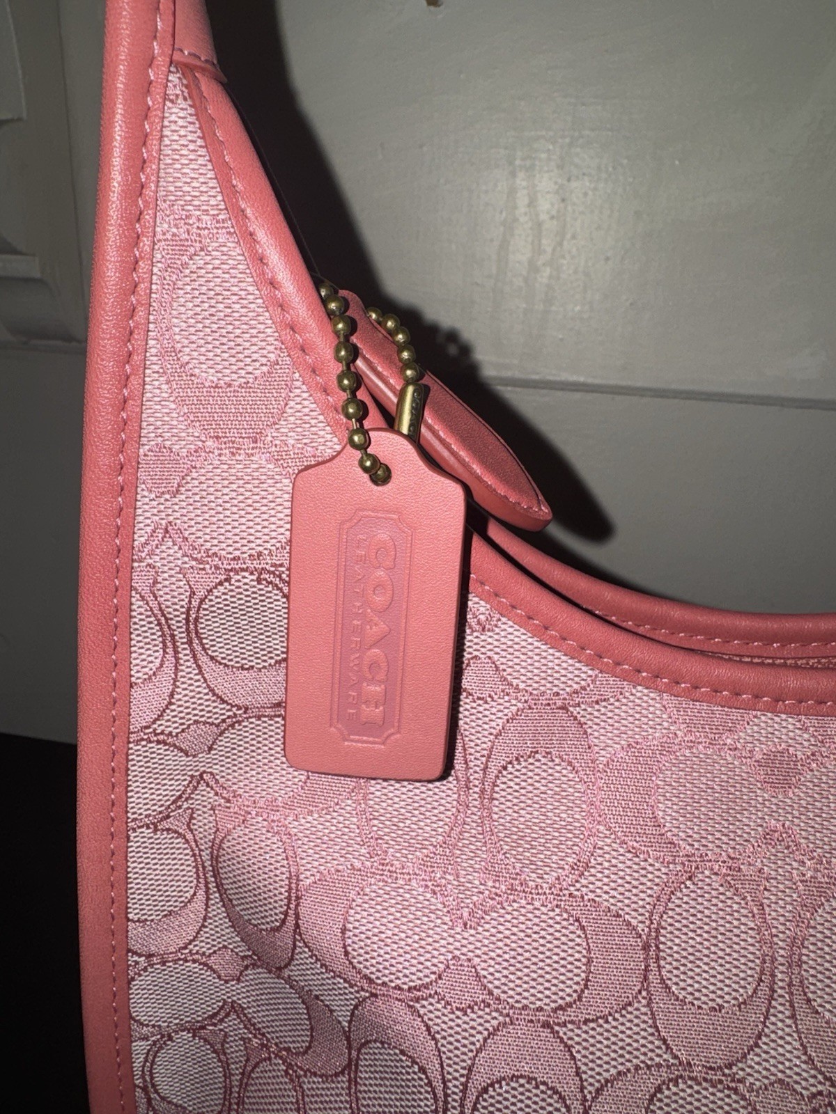 Coach Ergo Medium Shoulder Bag Signature Jacquard Taffy Pink