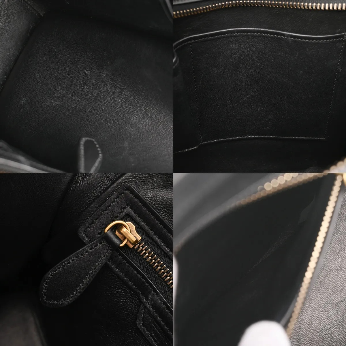 Celine Luggage 189793 Handbag Leather Black #WB7743