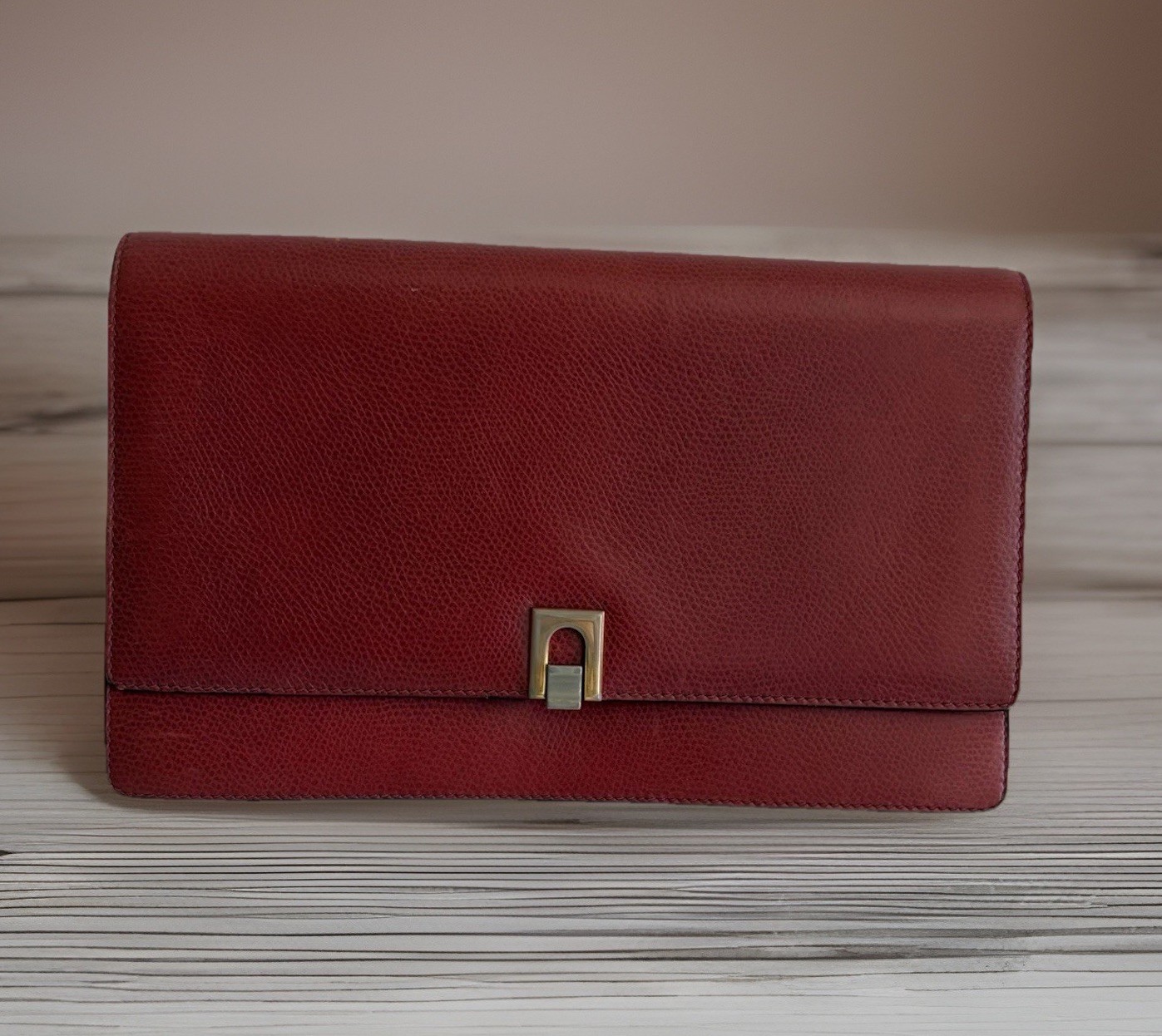 Authentic Bally Clutch Leather Red From Japan 0906