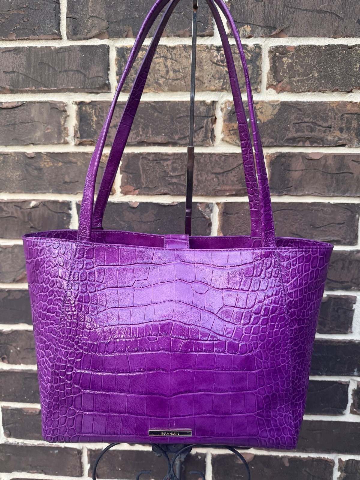 NWT $345 Brahmin Mona Purple Alba Shoulder Tote Leather light weight
