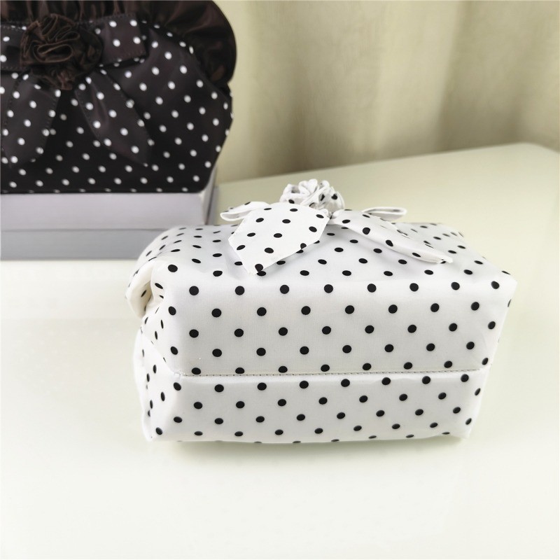 Womens Sweet Handbag Ruffle Polka Dot Bag Bow Zipper Mobile Phone Key Purse Gift