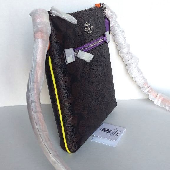 with tags Coach CL671 Mini Rowan File Bag Brown Signature SilverBro G1N