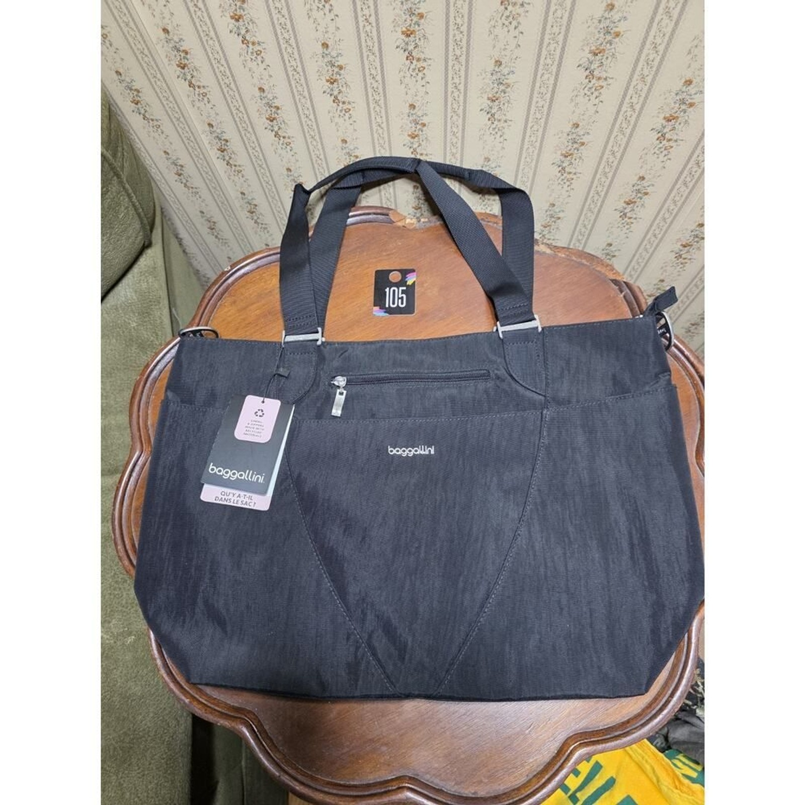 Baggallini Any Day Laptop Tote Black Travel Work Bag RFID Lightweight NWT