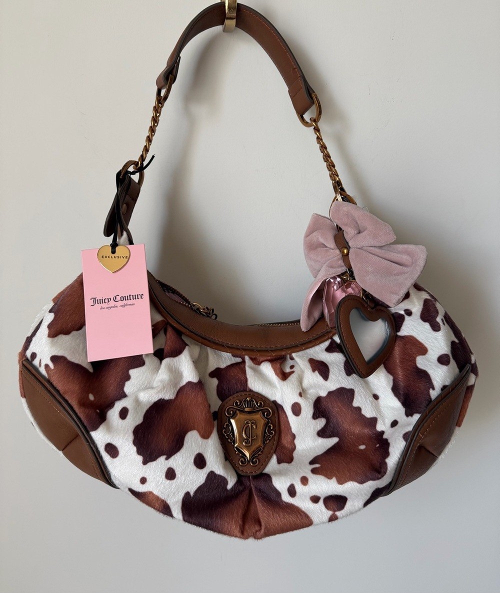 NWT Juicy Couture Romance Cow Hobo Brown Saddle Coho Shoulder Handbag Viral Find