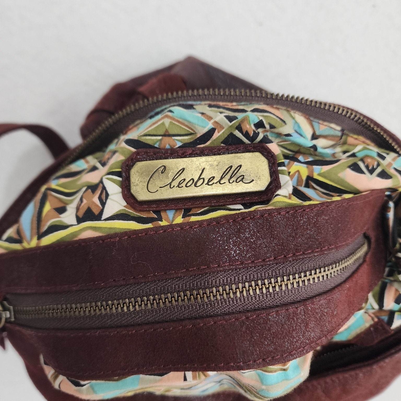 Cleobella Crossbody Bag Womens Maroon Leather Fringe Detailed Adjustable Strap
