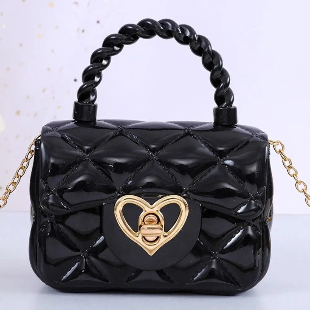 PU Leather Mini Quilted Shoulder Bag Heart Lock Chain Crossbody for women Girls