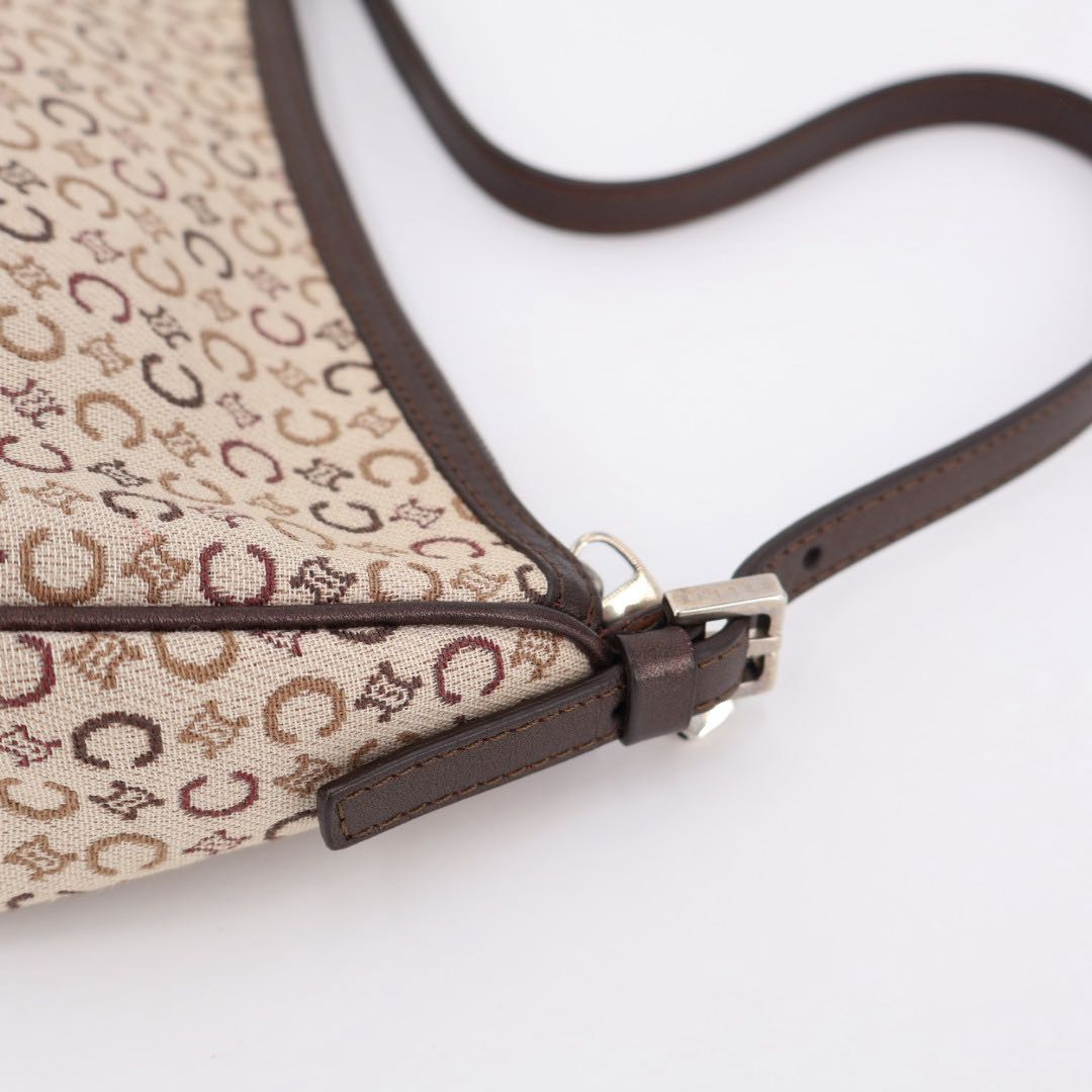 Authentic Celine C Macadam Canvas Leather Shoulder Bag P15731