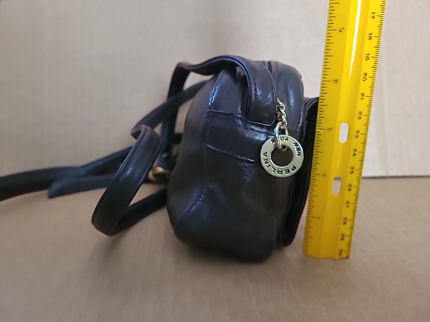 Perlina New York Brown Leather Mini Crossbody Purse – Read Below!