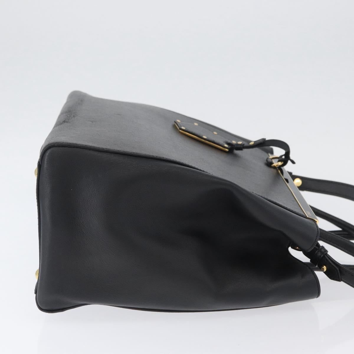 FENDI 2JOURS Hand Bag Leather 2way Black Gold Auth gh1916