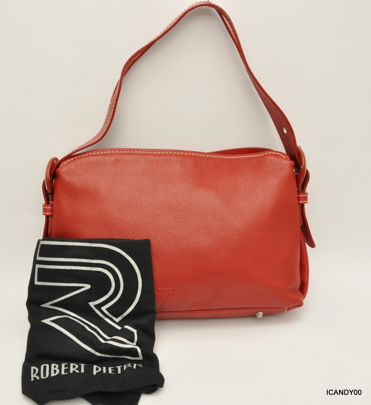 Nwt Robert Pietri Spain NOBEL Pebbled Leather Shoulder Bag Handbag Hobo ~Red