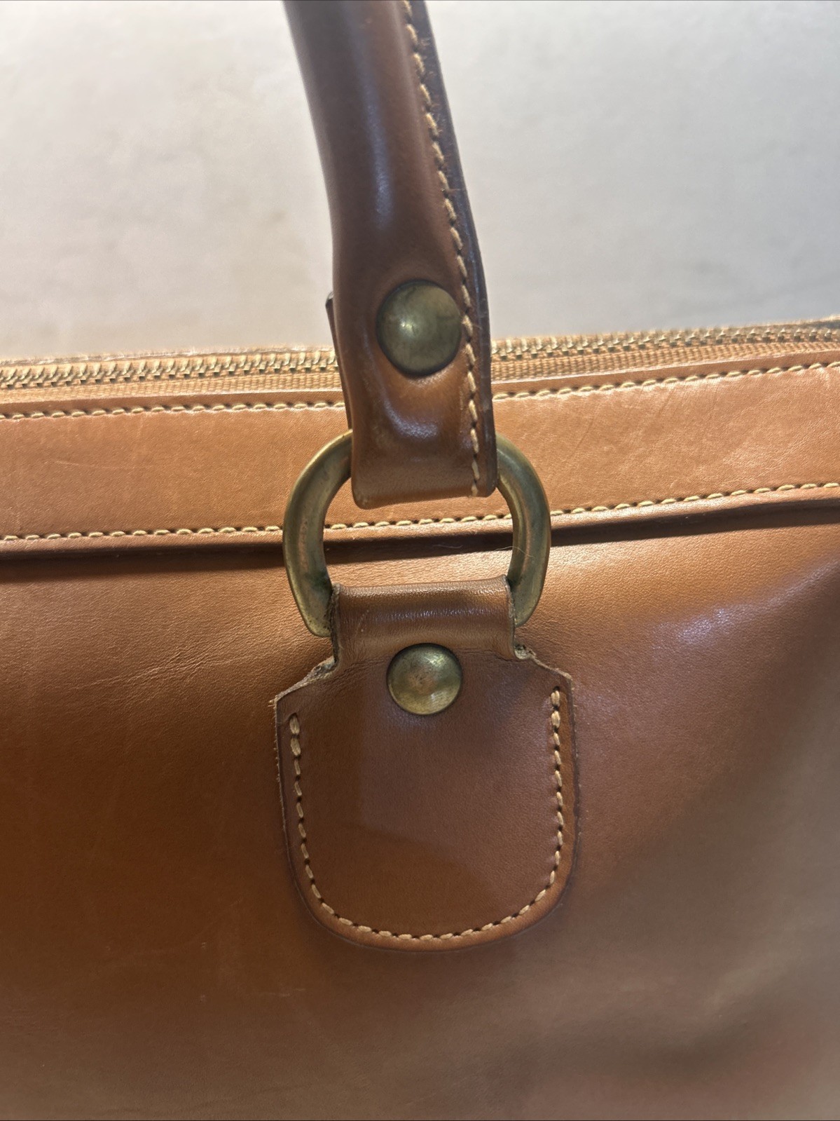 Vintage Ghurka No 16 The Keeper Tan Leather Satchel Bag Top Handle