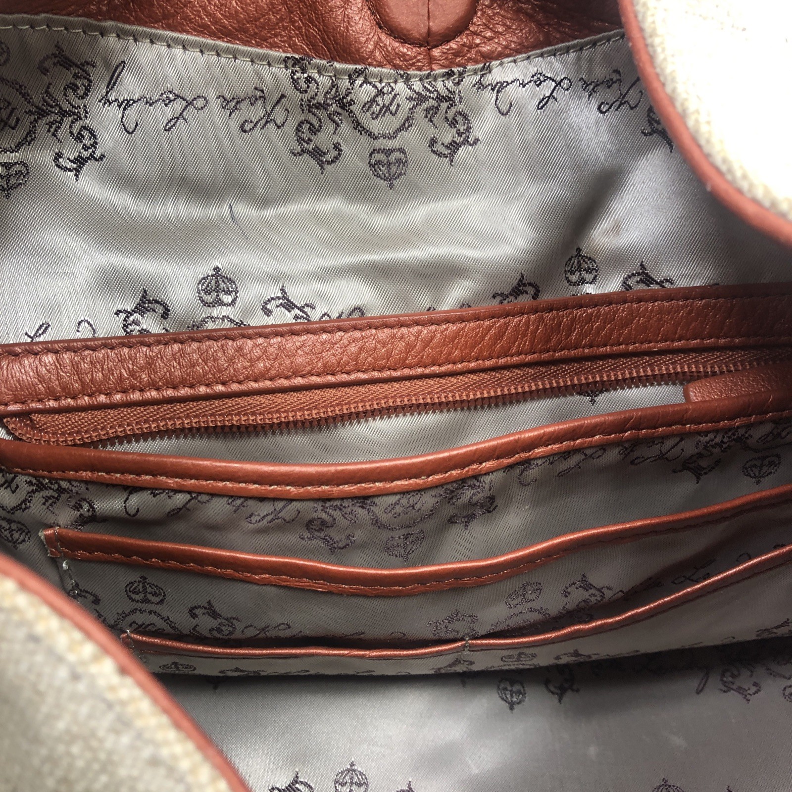 Kate Landry Canvas Boho Tote Shoulder Bag w/ Wood Bead Embellishment-D5
