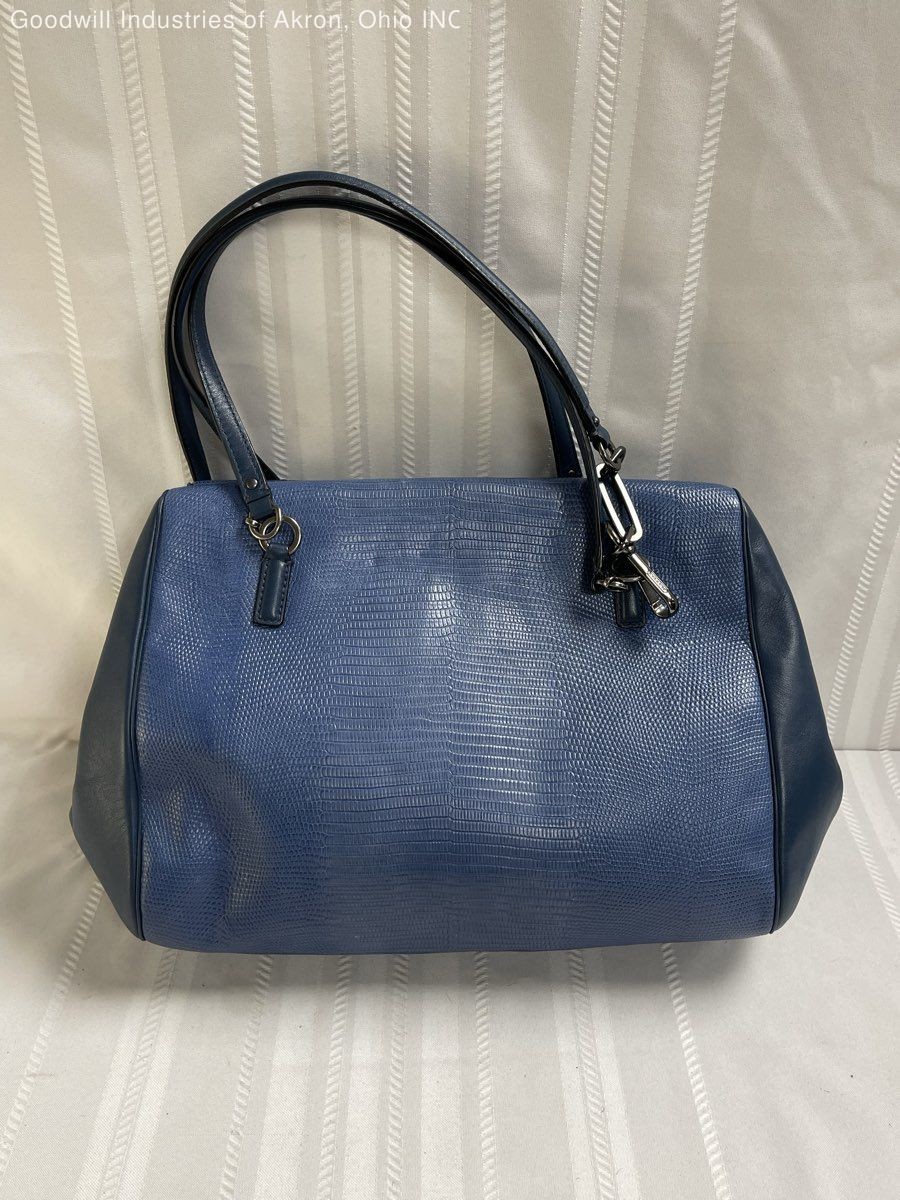 Coach Blue 2010s Lizard Embossed Leather Madison Madeline Satchel Bag COA