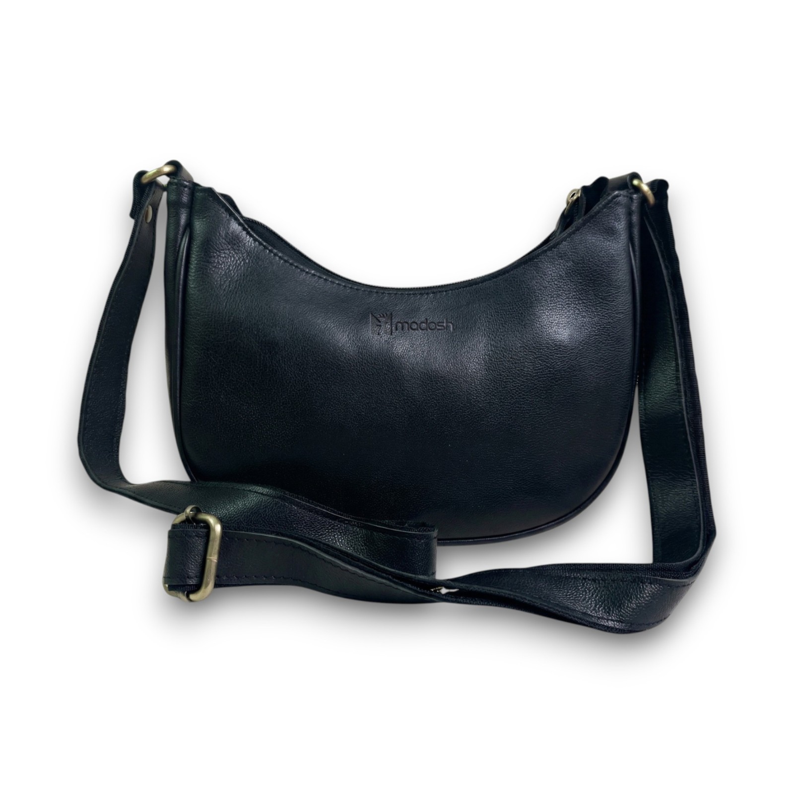 Women’s Black Leather Shoulder Bag Crescent Crossbody Sling Party Small Purse