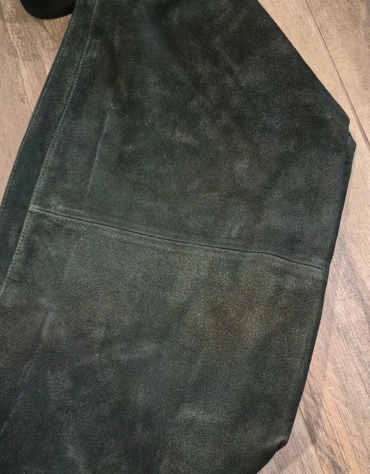 Free People Marbeled Green Goat Leather Suede Hobo Shoulder Bag, Zipper Closure