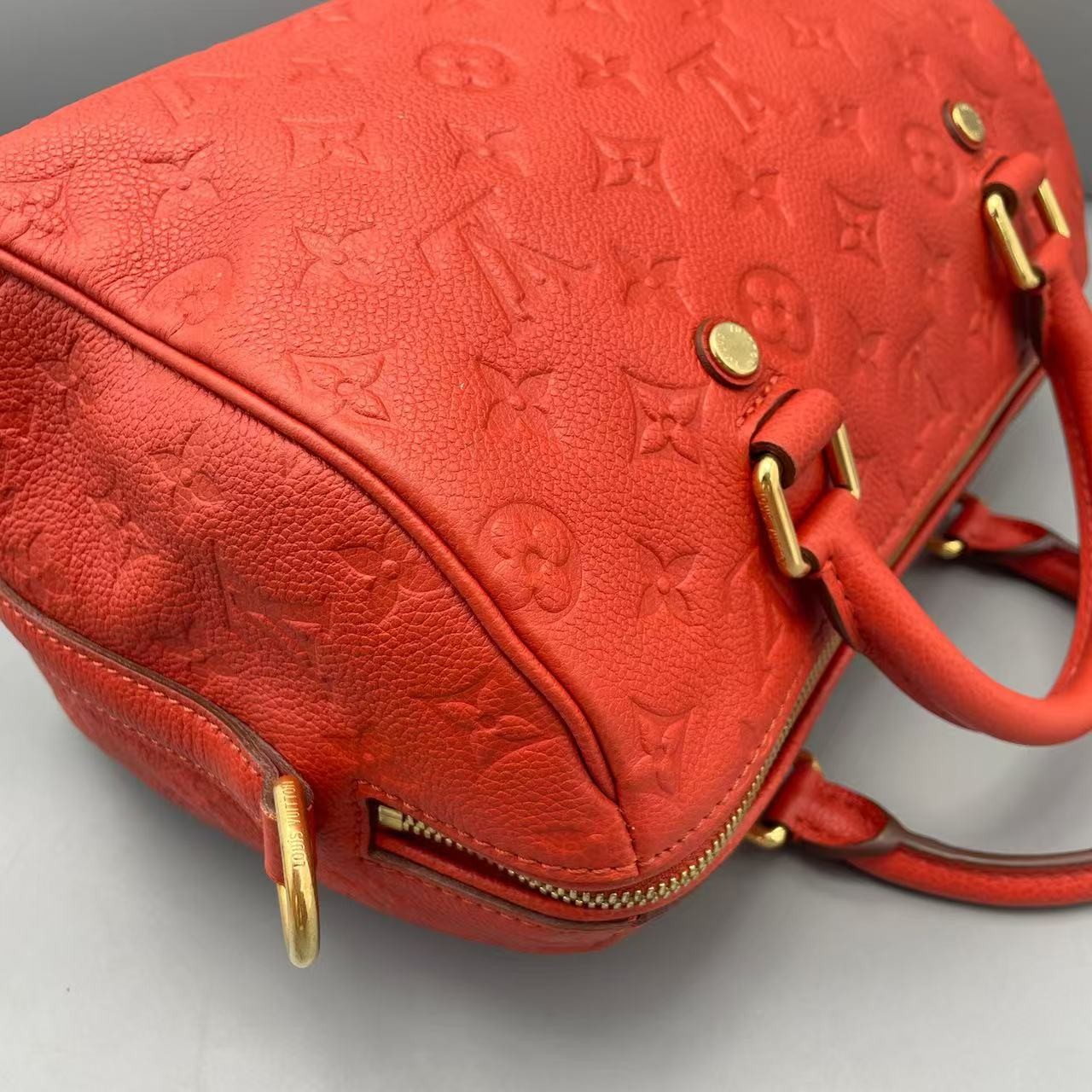 Louis Vuitton Speedy Bandoulière 25 Red Empreinte Leather Gold Hardware Auth