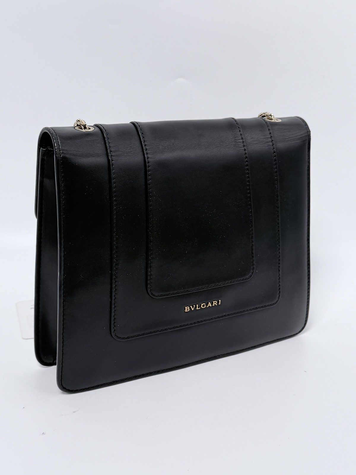 Bvlgari Serpenti Forever Chain Shoulder Bag Black Leather Crossbody Flap Bag