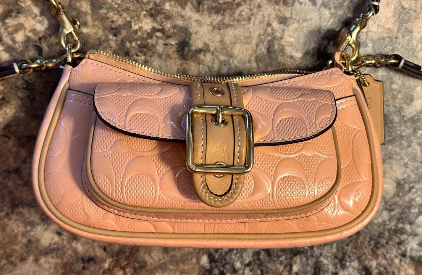 NWT Coach Ashton Mini Shoulder Bag In Signature Leather Faded Blush/Gold CEN11