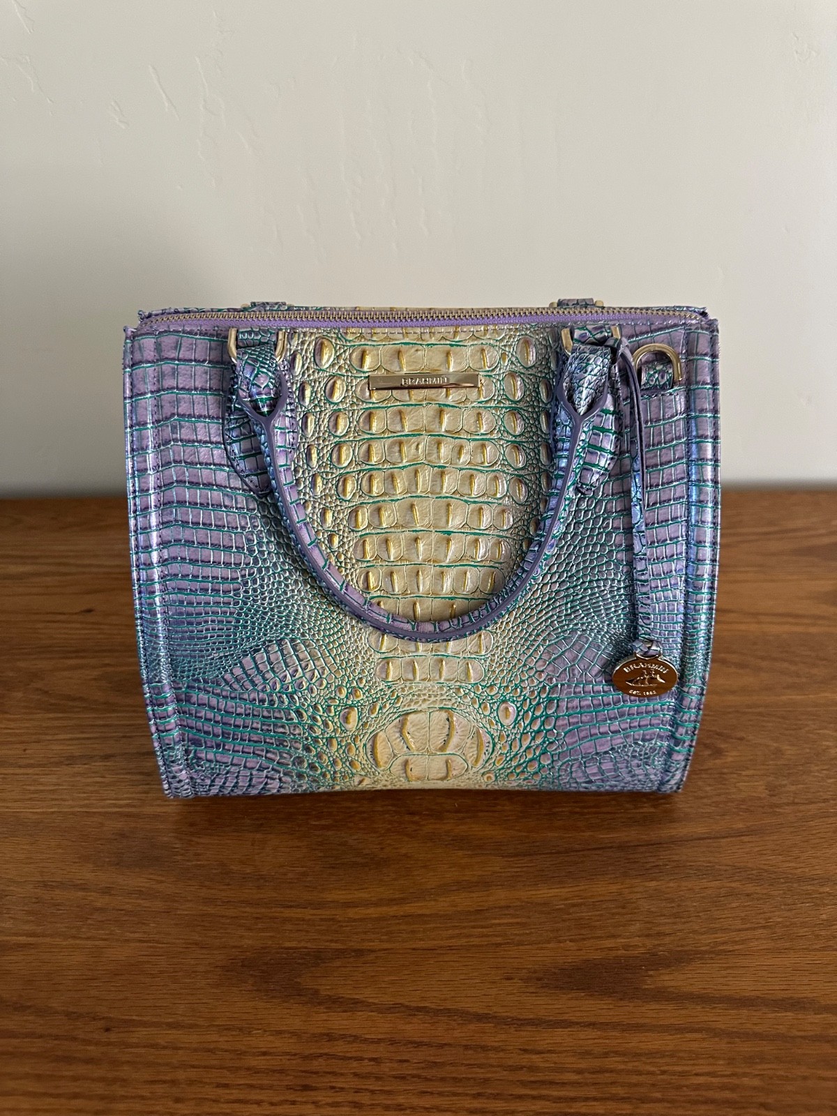 NWOT Brahmin Small Finley Handbag Viola Ombré With Detachable Strap! Beautiful!