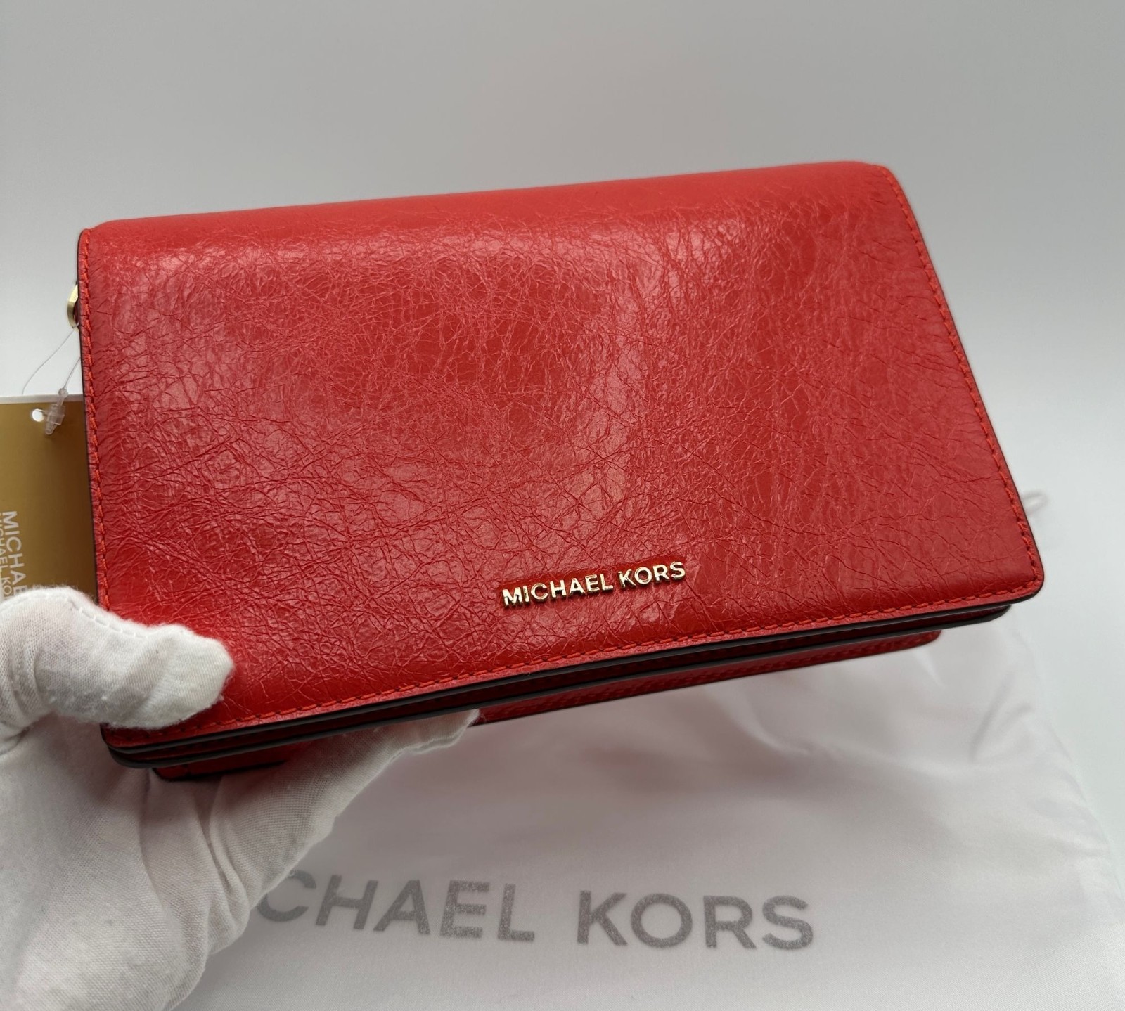 Michael Kors Jet Set Medium Flap Chain Leather Crossbody Burnt Sienna NWT