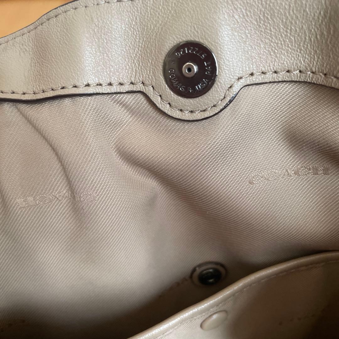 Excellent Condition COACH Shoulder Bag Edie Gray Beige Leather Suede from JAPAN