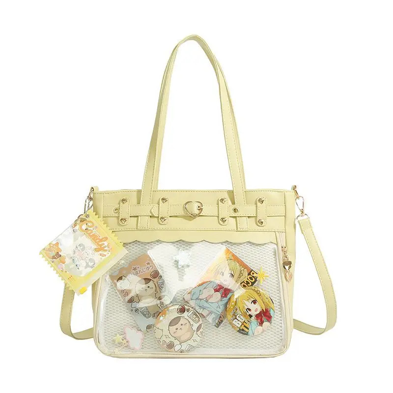 Ita Bag Lolita Gothic Y2K Punk Clear Transparent Window Pocket PU Shoulder Bag.