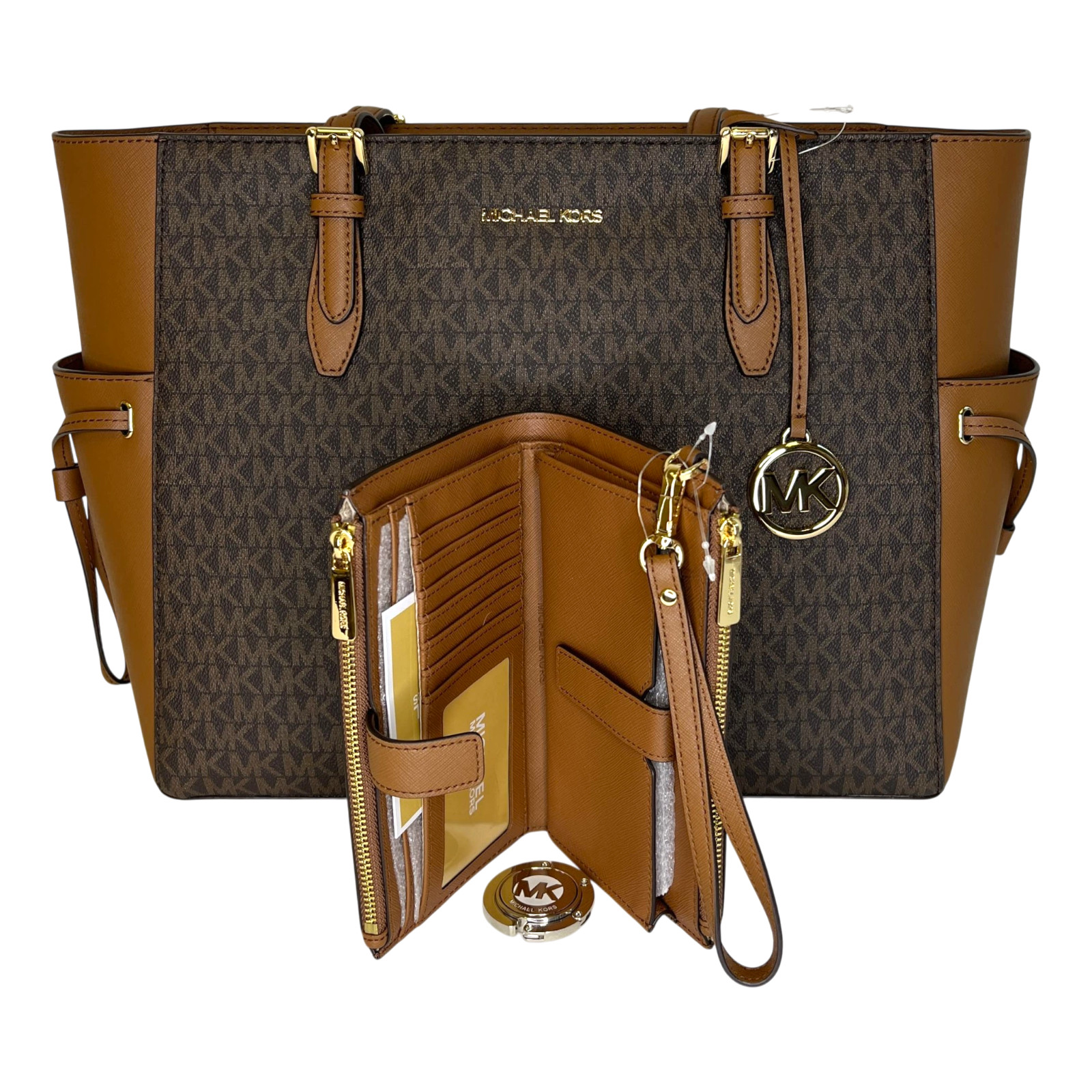 Michael Kors Gilly Large Travel Tote + Wristlet + Purse Hook – Brown – $786+