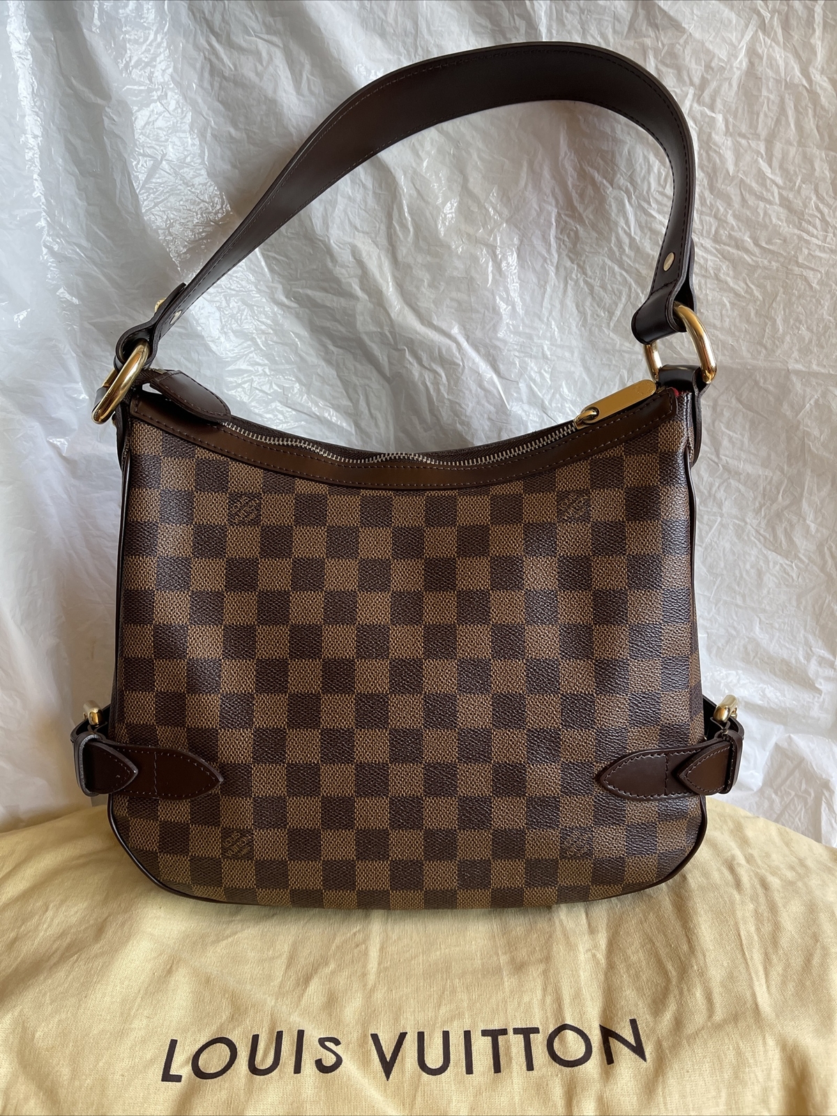AUTHENTIC LOUIS VUITTON HIGHBURY DAMIER EBENE LEATHER HOBO SHOULDER BAG HANDBAG