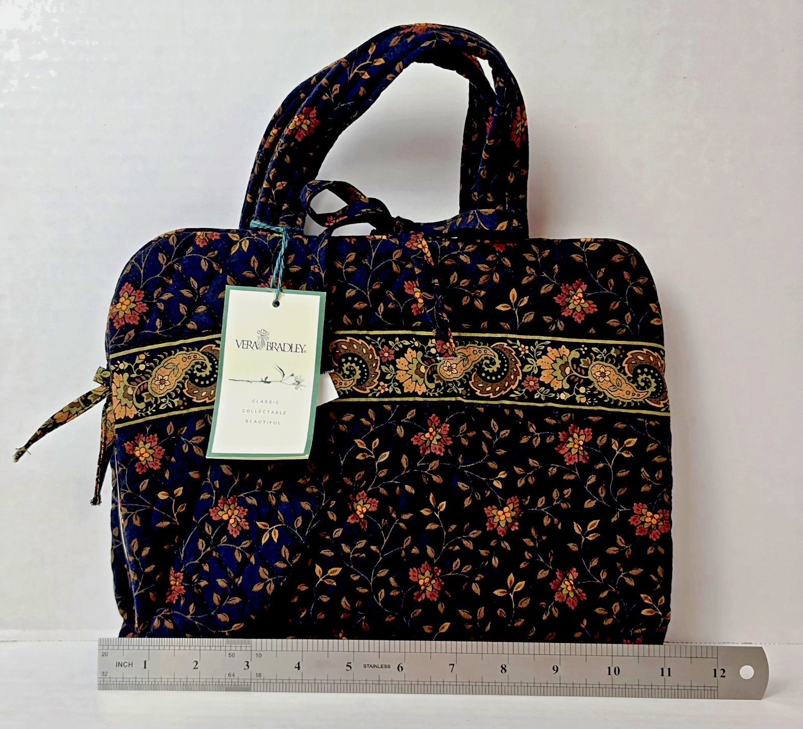 Vera Bradley Essential Travel Organizer in Cotton Black Walnut 1999