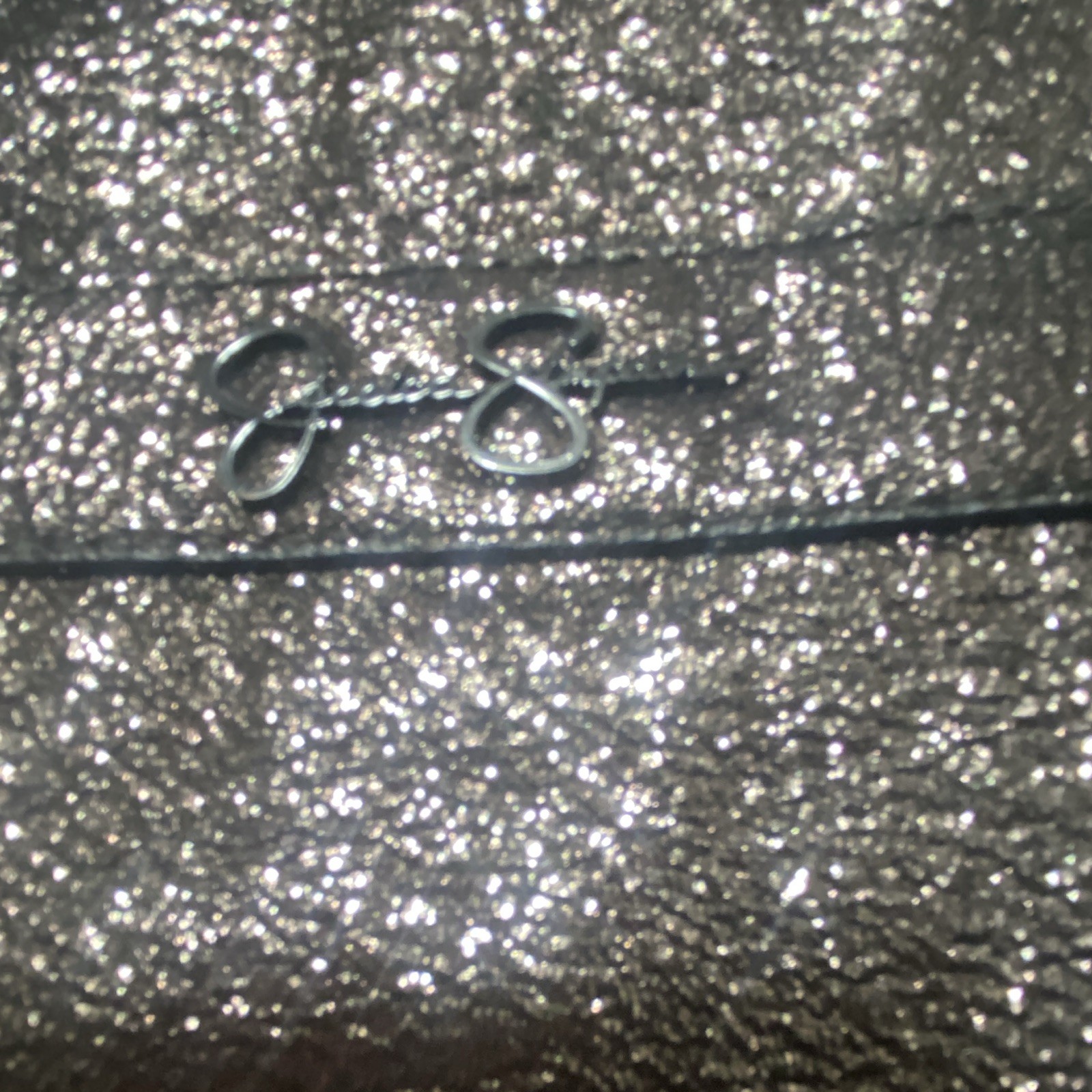 Jessica Simpson Glitter Metallic Shoulder Bag Zip, Detachable Strap Small