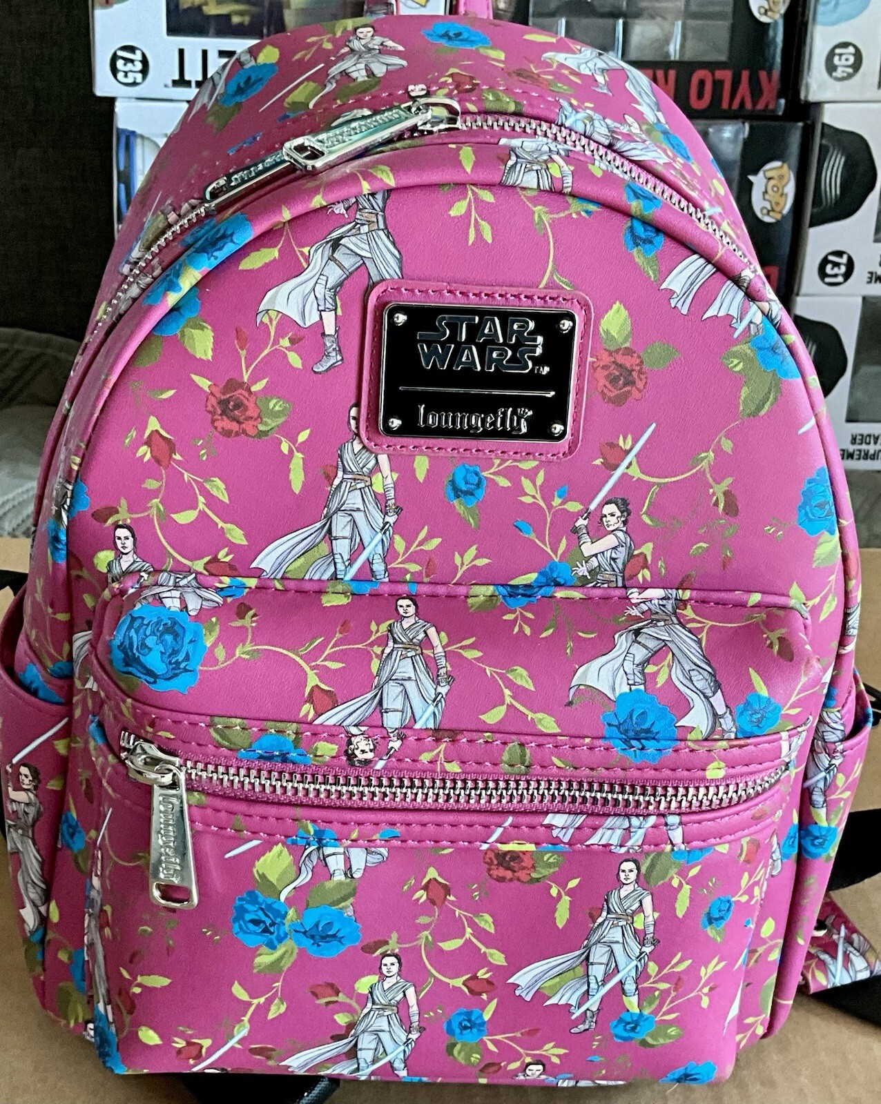 Loungefly Disney Star Wars REY PINK FLORAL Mini Backpack KYLO INTERIOR New w/TAG