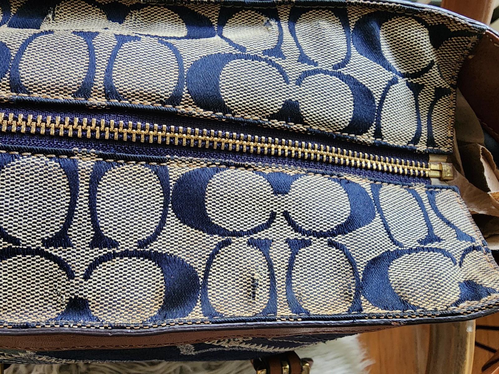 Coach Denim Signature Indigo Patchwork Gallery Tote Y2K