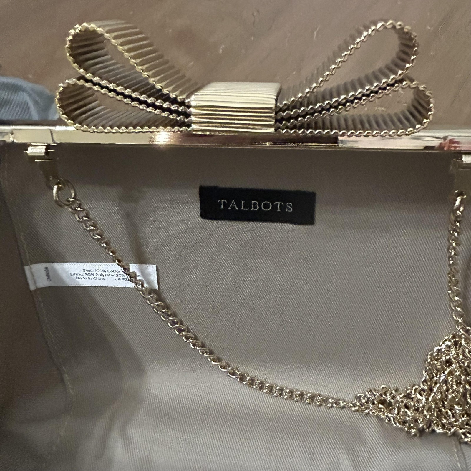 Talbots Clutch Womens Small Green Plaid Cheers Bow Chain Strap Holiday Purse