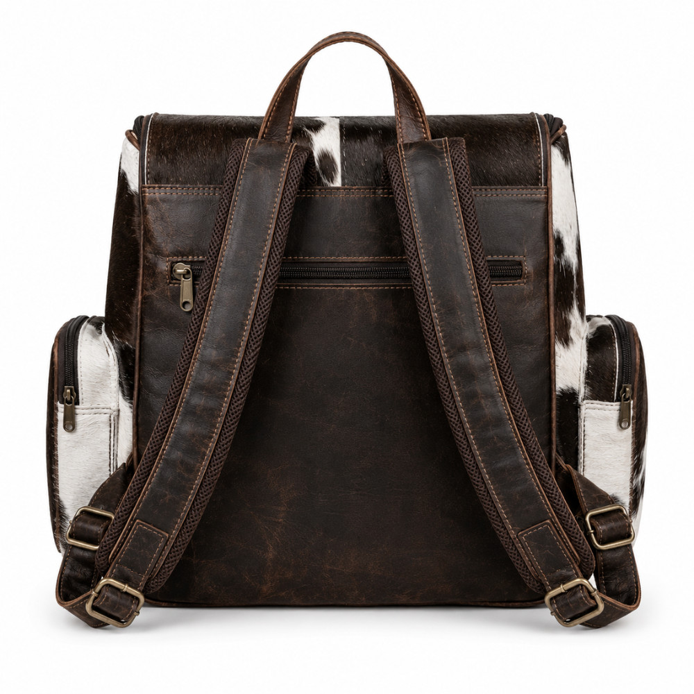 Hair On Cowhide Leather Backpack Western Tooled Travel Rucksack Women Bag