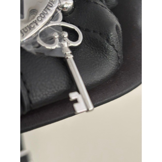 Juicy Couture Black Velour Backpack Silver Crown Logo Heart Charm Y2K Style
