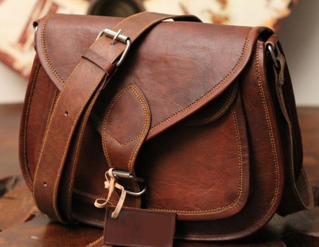 Women Purse Vintage Genuine Brown Leather Cross Body Shoulder Handmade Bag JMB