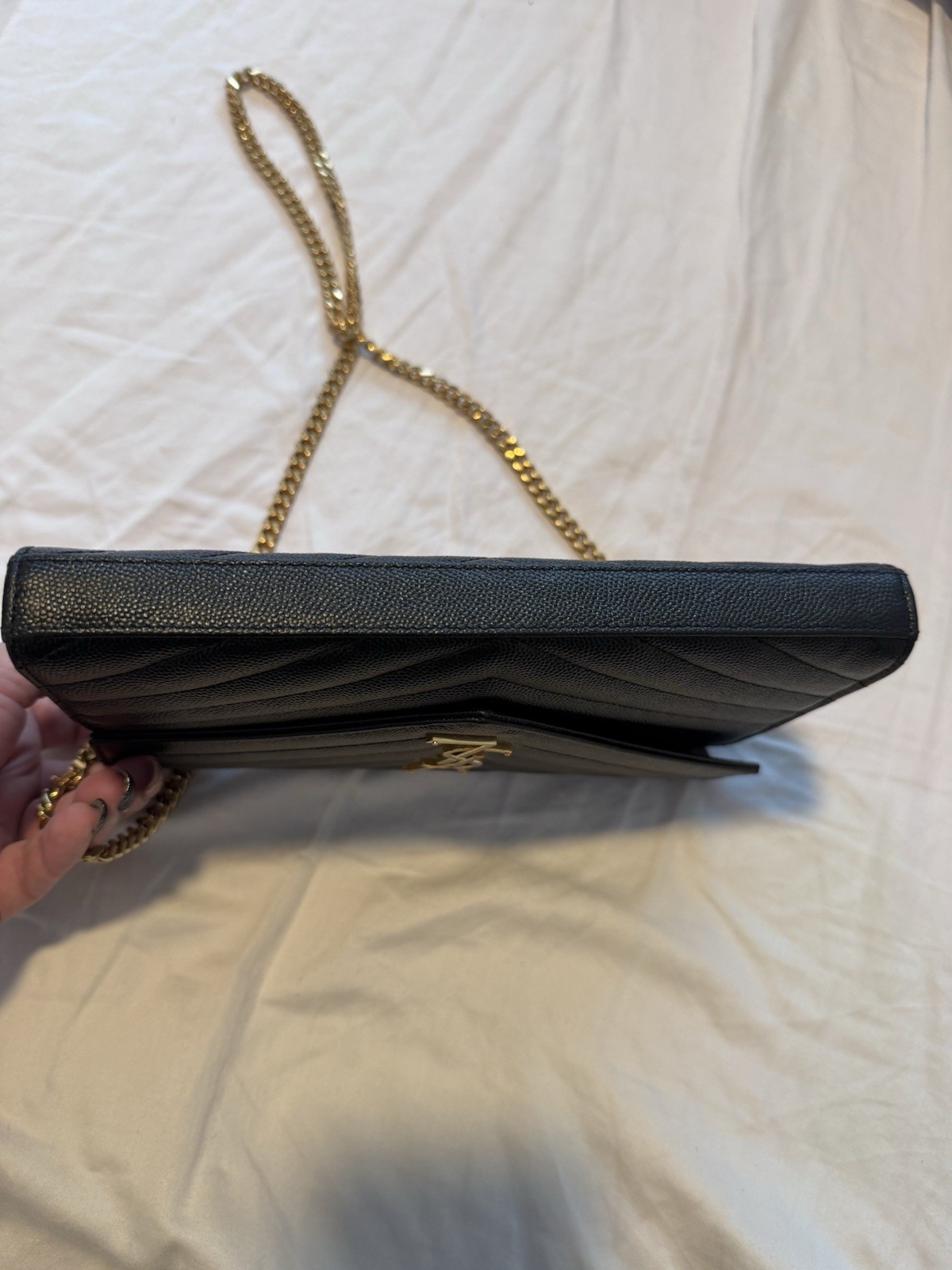 *NWT*Saint Laurent Monogram Cassandre Chain in Grain De Poudre Leather Crossbody