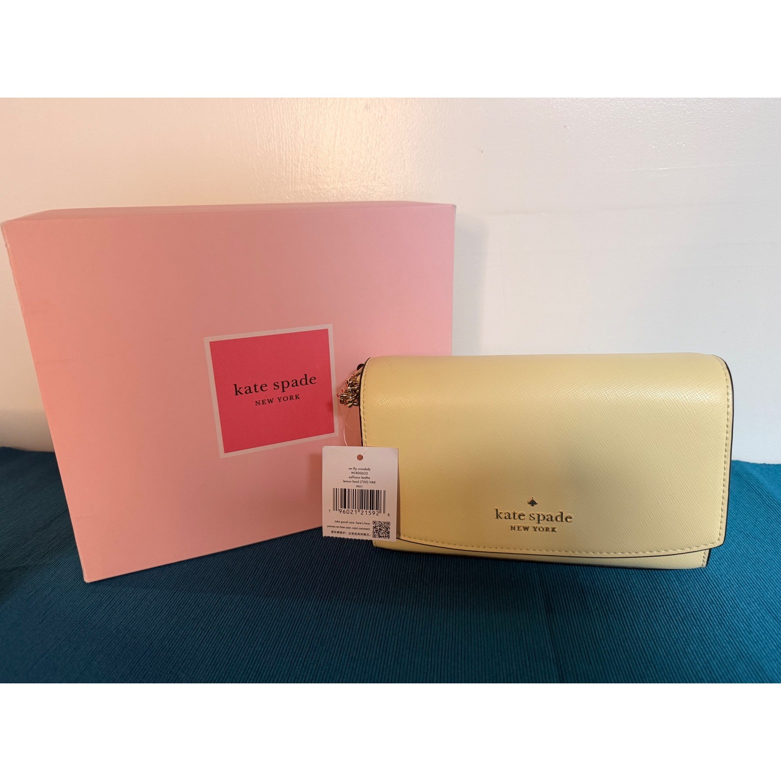 Kate Spade Staci Crossbody Lemon Fondant Saffiano Leather Bag NIB