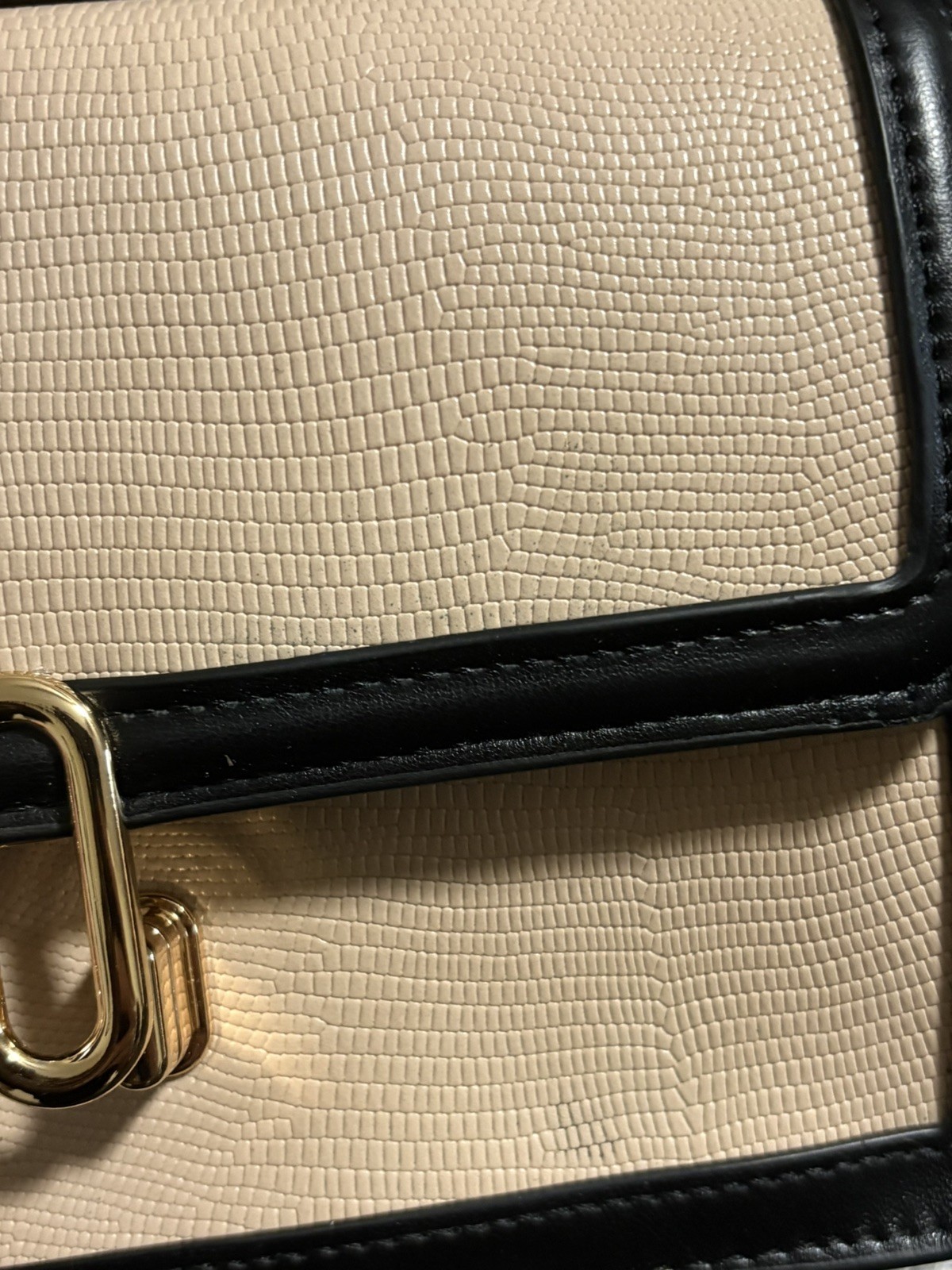 Jules Kay Mia Crossbody Bag Blush Lizard Vegan Leather Embossed Black Trim