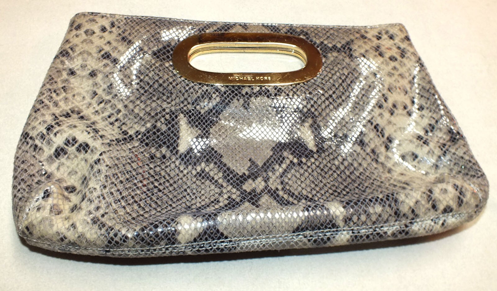 Beautiful MK Michael Kors Berkley Snake Skin Embossed Leather Bag Clutch