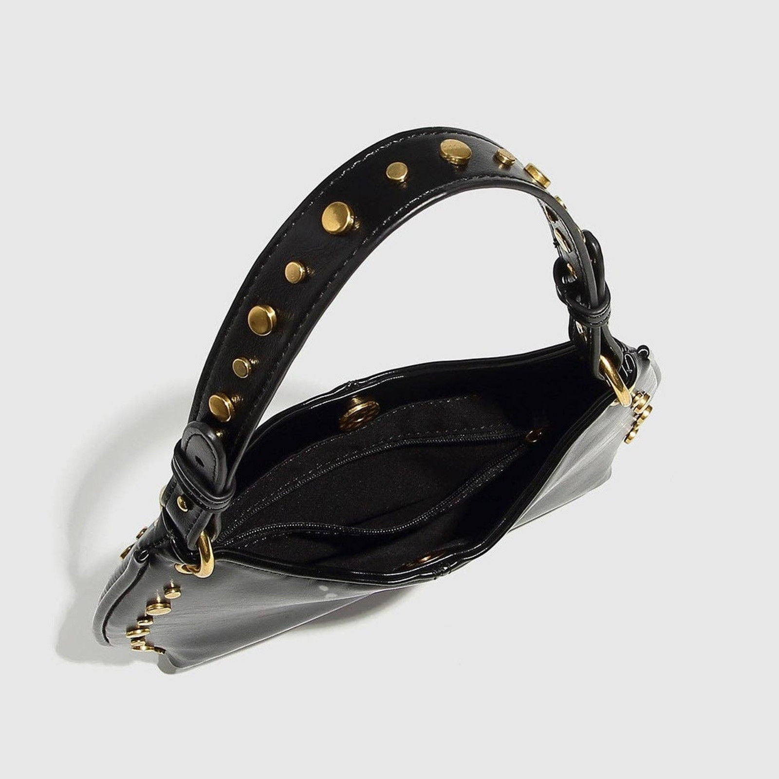 Retro Studded Chain Strap Shoulder Bag Dark Red