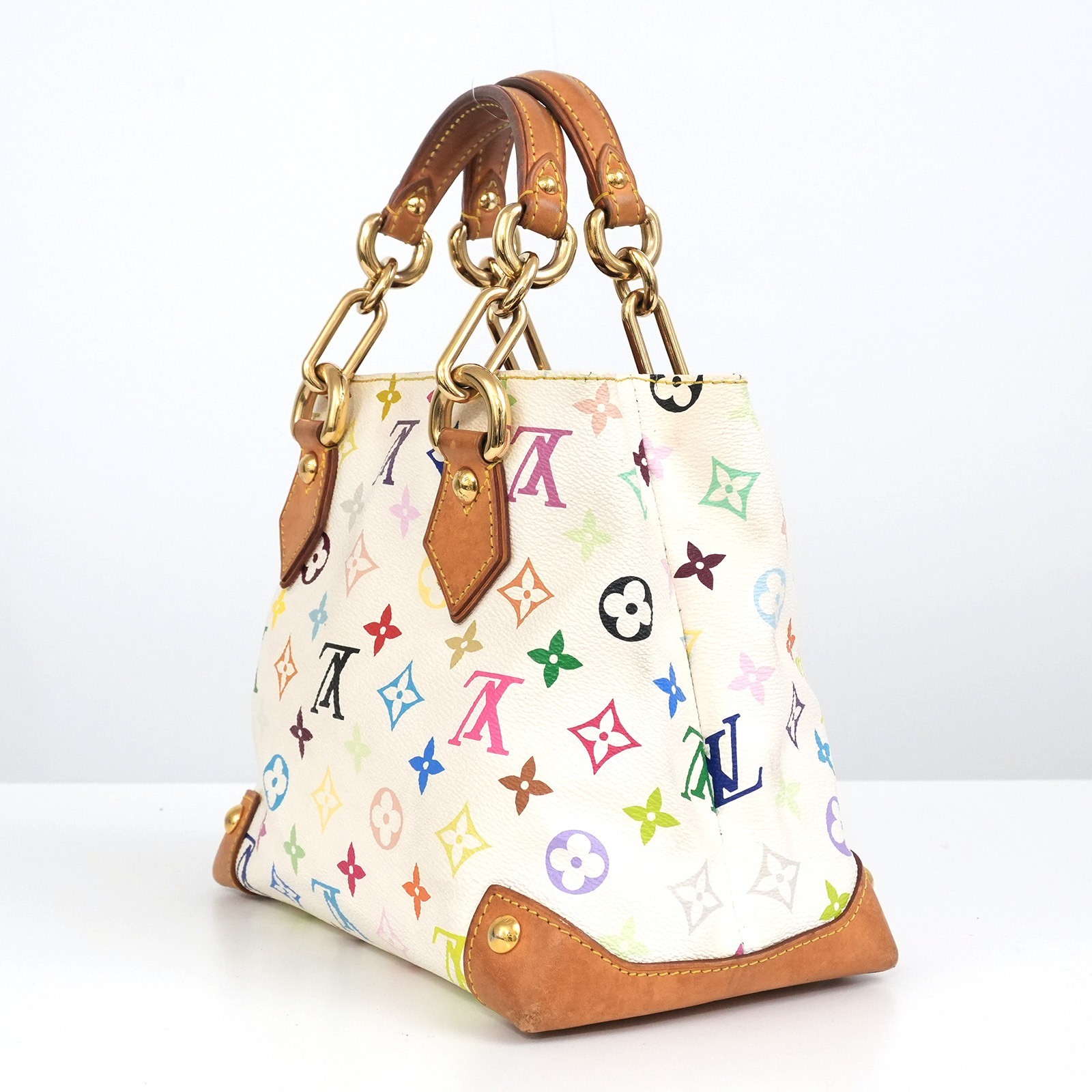 LOUIS VUITTON LV Monogram Multicolor Audra M40047 Bag White TH1005 Auth #58639A