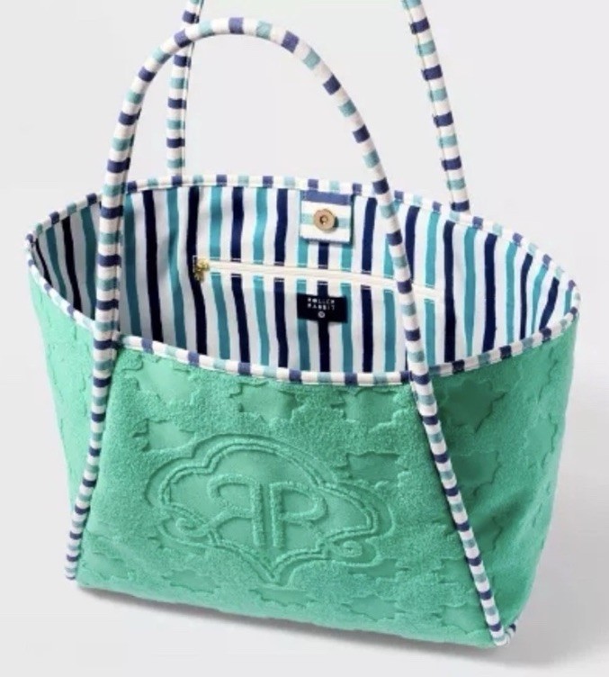 Roller Rabbit x Target – Star Geo Large Terry Beach Tote Bag – Green – NWT