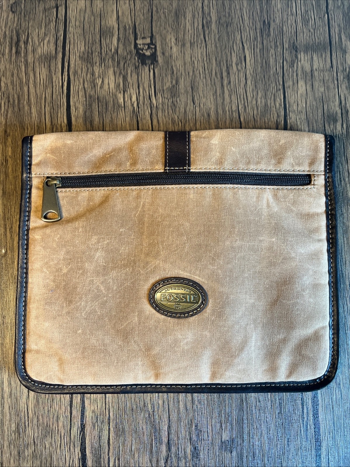 Fossil Tablet iPad Kindle Carry Case Canvas Logo Zip Pouch