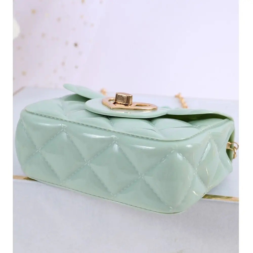 PU Leather Mini Quilted Shoulder Bag Heart Lock Chain Crossbody for women Girls