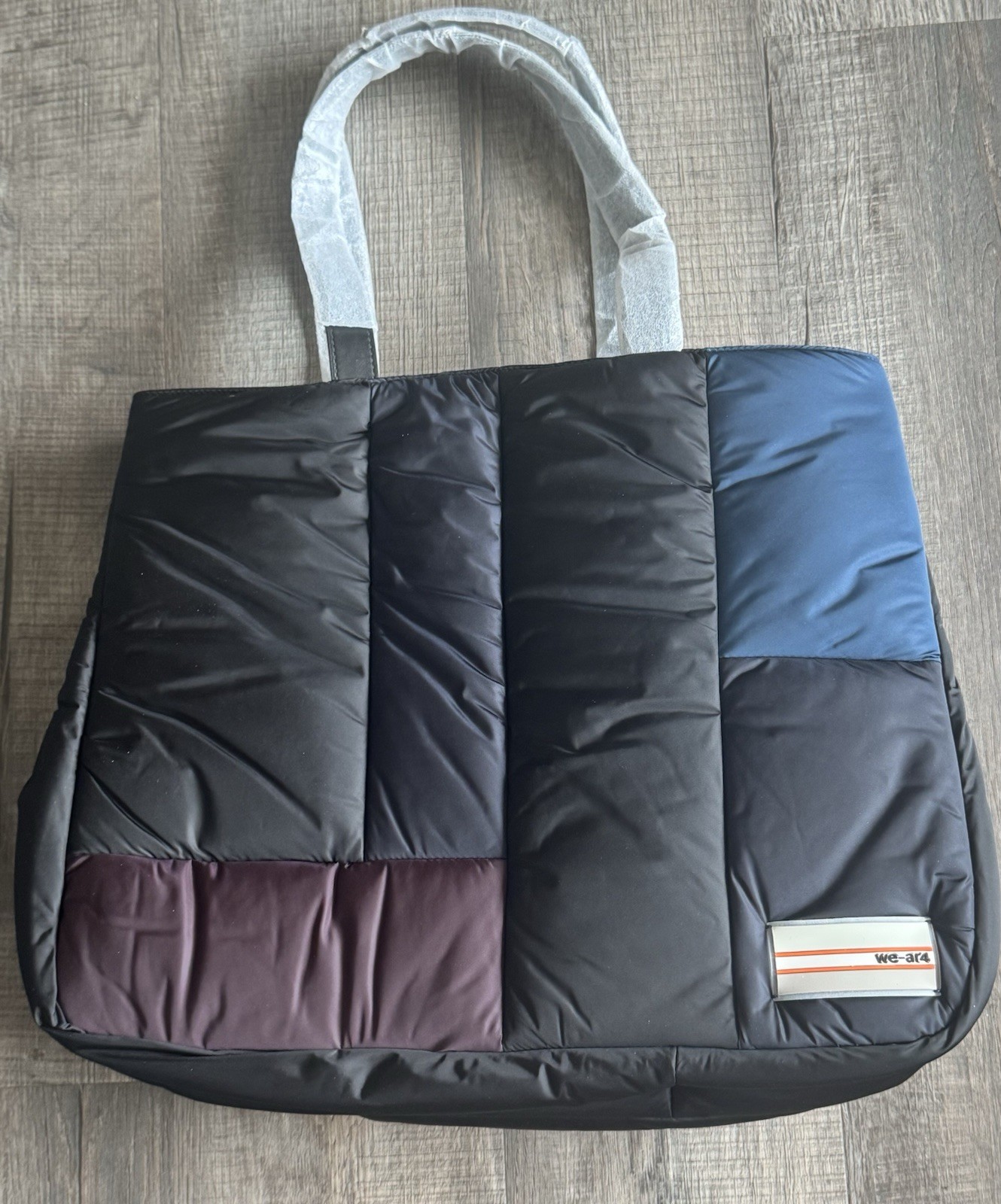 We-AR4 Quilted Magnetic Large Tote Bag Shoulder Bag Black Blue Maroon NWT